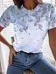 abordables T-shirts-Femme T shirt Tee Floral Plantes du quotidien Fin de semaine Imprimer Bleu Manche Courte basique Col Rond