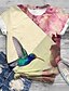 preiswerte Tops in Übergröße-Damen Übergröße Oberteile T Shirt Graphic Vogel Bedruckt Kurzarm Rundhalsausschnitt Basic Täglich Baumwoll-Spandex-Trikot Sommer Schwarz Blau / Regular Fit