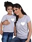 abordables New Arrivals-Maman et moi Coton T-shirt Hauts du quotidien Cœur Imprimer Noir Gris Rouge Manches Courtes du quotidien Tenues assorties