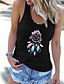 cheap Women&#039;s Tanks-Women&#039;s Floral Feather Daily Beach Sleeveless Tank Top Vest U Neck Print Basic Essential Streetwear Tops White Black Gray S