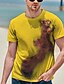 baratos Camisas &amp; Regatas para Homem-Homens Camiseta Camisetas Decote Redondo Gráfico Animal Esquilo Verde Branco Azul Amarelo Vermelho Impressão 3D Manga Curta Imprimir Diário Feriado Blusas Básico Roupa de rua Exagerado Designer