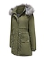 cheap Coats &amp; Trench Coats-Women&#039;s Parka Winter Daily Long Coat Windproof Warm Regular Fit Casual Jacket Long Sleeve Quilted Solid Color Army Green Black Red