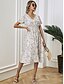 cheap Casual Dresses-Women&#039;s Midi Dress Casual Dress Swing Dress Big red Hidden black White Floral Short Sleeve Summer Spring Ruched Casual V Neck Loose Fit 2022 S M L XL