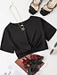 preiswerte Shoes &amp; Accessories-Damen Crop T-Shirt Glatt Täglich Kurzarm Crop T-Shirt Rundhalsausschnitt Basic Polyester Weiß Schwarz Hellgrün XS / Maschinenwäsche