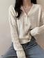 cheap Cardigans-Women&#039;s Cardigan Solid Color Long Sleeve Sweater Cardigans V Neck Blushing Pink khaki White