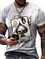 cheap Men&#039;s-Men&#039;s Tee T shirt Tee Shirt Map Graphic Prints Poker 3D Print Round Neck Daily Holiday Short Sleeve Print Tops Casual Designer Big and Tall White Gray Brown / Summer