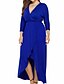 cheap Maxi Dresses-Women&#039;s Plus Size Solid Color Swing Dress V Neck Long Sleeve Party Work Sexy Wedding Fall Spring Vacation Going out Maxi long Dress Dress