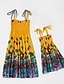 cheap New Arrivals-Mommy and Me Dresses Casual / Daily Floral Print Yellow Knee-length Sleeveless Boho Matching Outfits / Summer