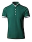 cheap T-Shirts-Men&#039;s Collar Polo Shirt Golf Shirt Tennis Shirt Collar Standing Collar Henley Solid Color Green White Black Blue Gray Short Sleeve Casual Daily Tops Simple