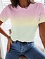 abordables T-shirts-Mujer Camiseta Tie-dye Gradiente de Color Diario Estampado Gradiente morado Manga Corta Básico Casual Escote Redondo
