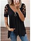 baratos Camiseta-Mulheres Blusa Camisa Social Tecido Decote V Zíper Básico Blusas Preto