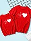 abordables New Arrivals-Mami y yo Algodón Camiseta Tops Diario Corazón Estampado Negro Gris Rojo Manga Corta Diario Trajes a juego