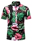 cheap Pants-Men&#039;s Daily Other Prints Shirt Floral Leaves Short Sleeve Print Tops Fashion Hawaiian Beach Black / Summer / Stand Collar