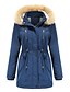 cheap Coats &amp; Trench Coats-Women&#039;s Coat Fall Winter Street Casual Daily Maxi Coat Windproof Warm Regular Fit Casual Jacket Long Sleeve Quilted Solid Colored Blue Blushing Pink Wine