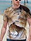 billige T-skjorter og singleter til herrer-Herre Skjorte T skjorte T-skjorter Grafisk Dyr Løve Labb Rund hals Hvit Gul Oransje 3D-utskrift Daglig Ferie Kortermet Trykt mønster Klær Gatemote overdrevet Kul