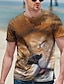 preiswerte Herren T-Shirts &amp; Tank Tops-Herren Hemd T Shirt Tee Graphic Tier Löwe Pfote Rundhalsausschnitt Weiß Gelb Orange 3D-Druck Täglich Festtage Kurzarm Bedruckt Bekleidung Strassenmode Übertrieben Cool