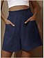 baratos Shorts-Mulheres Perna larga Calças Bermudas Linho Azul Vermelho Bege Básico Roupa de rua Casual / esportivo Cintura Média Bolsos Casual Curto Tecido Respirável S M L XL XXL / Ajuste Largo