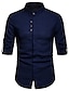 preiswerte Men&#039;s-Herren Hemd Volltonfarbe Umlegekragen Alltag Täglich Langarm Oberteile Einfach Grundlegend Weiß Schwarz Khaki