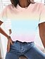 baratos T-shirts-Mulheres Camiseta Tintura Tie Dye Cores Gradiente Diário Estampado Roxo gradiente Manga Curta Básico Casual Decote Redondo