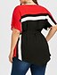 baratos Blusas Plus Size-blusa tamanho feminino plus size blusa cor bloco patchwork gola redonda streetwear preto tamanho grande xl xxl 3xl 4xl 5xl