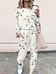 cheap Two Piece Sets-Women&#039;s Sweatshirt Tracksuit Pants Sets Floral Print Going out Casual Daily Black White Ivory Print Drawstring Long Sleeve Streetwear Cinched Crew Neck Regular Fit Fall &amp; Winter