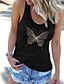 cheap Best Selling Women&#039;s Tops-Women&#039;s T shirt Tee Tank Top Vest Animal Butterfly Daily Beach Black White Gray Print Sleeveless Streetwear Basic U Neck Regular Fit