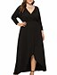 cheap Maxi Dresses-Women&#039;s Plus Size Solid Color Swing Dress V Neck Long Sleeve Party Work Sexy Wedding Fall Spring Vacation Going out Maxi long Dress Dress