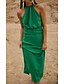cheap Party Dresses-Women&#039;s Maxi long Dress Sheath Dress Green Sleeveless Solid Color Halter Neck Fall Summer Casual 2022 S M L XL