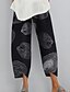 cheap Pants-Women&#039;s Ethnic Style Hawaiian Sporty Elastic Waist Print Chinos Bloomers Slacks Ankle-Length Pants Micro-elastic Casual Daily Cotton Blend Plants Graphic Prints Mid Waist Comfort Loose White Black S