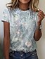 abordables T-shirts-T shirt Tee Femme Vacances Fin de semaine Floral Graphic Manches Courtes Fleur Abstrait Peinture Col Rond Imprimer basique Vert Noir Bleu Hauts Standard S / 3D effet