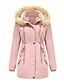 cheap Coats &amp; Trench Coats-Women&#039;s Coat Fall Winter Street Casual Daily Maxi Coat Windproof Warm Regular Fit Casual Jacket Long Sleeve Quilted Solid Colored Blue Blushing Pink Wine