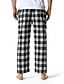 cheap Men&#039;s Clothing-Men&#039;s 1 PC Bottom Casual Daily Plaid Cotton Home Casual Check Pattern Pant Spring, Fall, Winter, Summer Black Yellow / Drawstring
