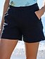 billige Shorts-Dame Bred Bukseben Shorts Bermudashorts عادي Kort Medium Midje Fritid Avslappet / Sportslig Svart Hvit S M