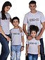 cheap New Arrivals-Family Look Cotton T shirt Tops Daily Letter Print White Black Gray Short Sleeve Daily Matching Outfits / Summer