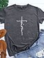 baratos Camiseta-camisetas femininas cruzadas religiosas cristãs femininas camiseta gráfica verão tops