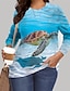 cheap Plus Size Tops-Women&#039;s Plus Size Tops Pullover Sweatshirt Graphic Animal Long Sleeve Print Basic Hoodie Crewneck Microfiber Daily Blue