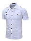 cheap Men&#039;s-Men&#039;s Shirt Cargo Shirt Turndown Solid Colored White Black Khaki Short Sleeve Button-Down Casual Daily Tops Cotton Fashion Casual Breathable Comfortable