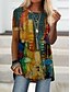 abordables T-shirts-Mujer Vestido camiseta Bloque de color Diario Manga Corta Vestido camiseta Sayo Escote Redondo Estampado Básico Arco Iris S / Impresión 3D