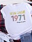 preiswerte T-shirts-Vintage 1971 T-Shirt Frauen 50. Geburtstag Geschenk Shirts lustige Brief drucken Geburtstagsfeier Kurzarm T-Shirts Tops (dunkelgrau, x-groß)