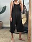 cheap Bottoms-Women&#039;s Slacks Overalls Dungarees Faux Linen Plain Baggy Calf-Length Mid Waist Classic Style Going out Black Yellow S M Summer Spring &amp;  Fall