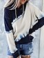 billige Hættetrøjer &amp; sweatshirts-Dame Hattetrøje bluse Farveblok Afslappet Hættetrøjer Sweatshirts Navyblå