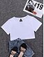 preiswerte Damenmode-Damen Täglich Crop T-Shirt Kurzarm Glatt Rundhalsausschnitt Basic Oberteile Weiß Schwarz Rosa XS / Maschinenwäsche / Standardgröße, wählen Sie Ihre übliche Größe / Unelastisch