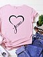cheap T-Shirts-Women&#039;s 100% Cotton Heart Pink-Black Wine red-white Yellow-black Print Short Sleeve Casual Basic Round Neck