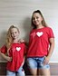 abordables New Arrivals-Maman et moi Coton T-shirt Hauts du quotidien Cœur Imprimer Noir Gris Rouge Manches Courtes du quotidien Tenues assorties