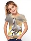 baratos Camisetas &amp; Blusas Para Meninas-Infantil Para Meninas Camisa Camiseta Manga Curta Preto Impressão 3D Cavalo Gráfico Animal Escola Ativo Bebê