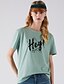 cheap T-Shirts-Women&#039;s Daily T shirt Tee Short Sleeve Letter Round Neck Basic Tops Green Black Khaki S