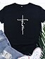 abordables Tee-shirt-Croix de foi chrétienne pour femmes T-shirts pour femmes T-shirt graphique Tops en coton d&#039;été