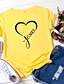 cheap T-Shirts-Women&#039;s 100% Cotton Heart Pink-Black Wine red-white Yellow-black Print Short Sleeve Casual Basic Round Neck