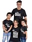 cheap New Arrivals-Family Look Cotton T shirt Tops Daily Letter Print White Black Gray Short Sleeve Basic Matching Outfits