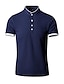 cheap T-Shirts-Men&#039;s Collar Polo Shirt Golf Shirt Tennis Shirt Collar Standing Collar Henley Solid Color Green White Black Blue Gray Short Sleeve Casual Daily Tops Simple